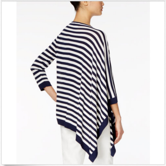 Striped Asymmetric Knit Sweater/Tunic/Poncho - Picture 2 of 2